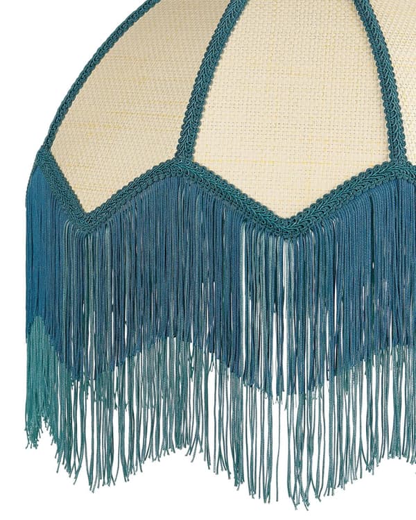 Hängande Taklampa Blå Papper Tyg 182 cm Fransar med Tofsar Belysning Retro Vintage Vardagsrum Hall Sovrum