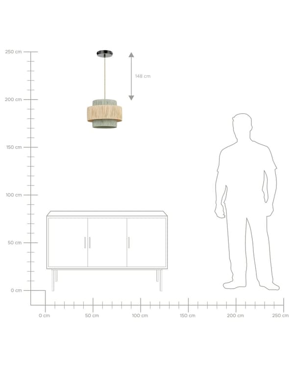 Taklampa Naturligt och grönt papper med texturerad skärm Japandi Jutesnöre i naturlig stil