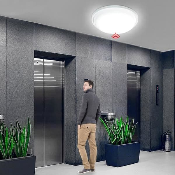 LED taklampa - XMTECH - 15W - Kall vit - IP44 - Rörelsedetektor
