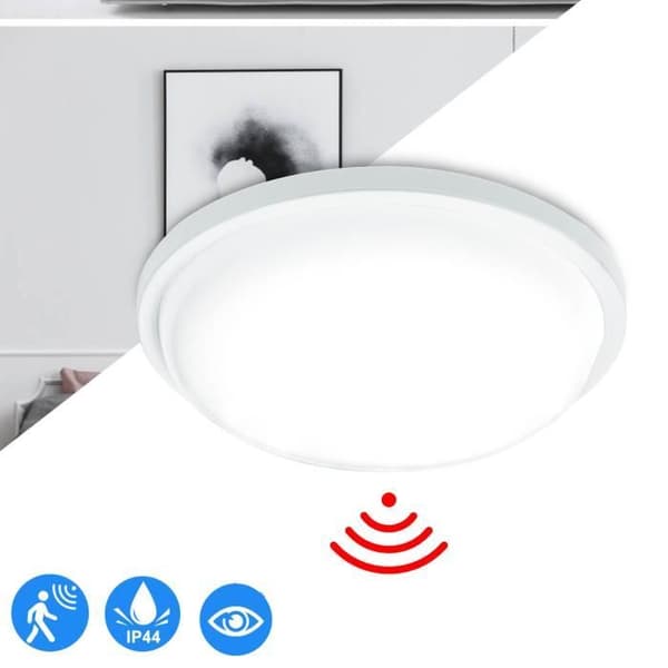 LED taklampa - XMTECH - 15W - Kall vit - IP44 - Rörelsedetektor