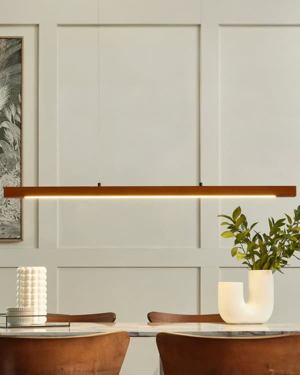 Pendellampa Mörk ek 115 cm med Dimmer Integrerad LED-lampa Hängande Retro Rustik belysning