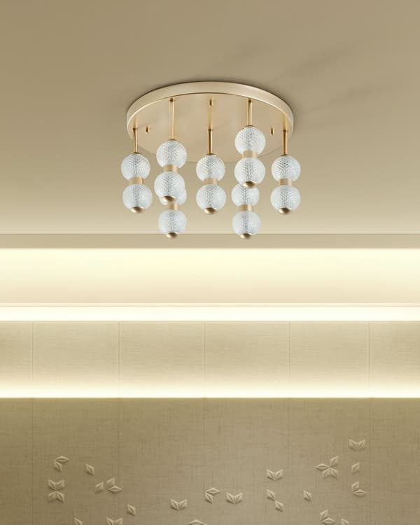 Taklampa Guld Metall Järn Glasskärm Integrerade LED-lampor Rund Form Modern Glamour Belysning Vardagsrum Matsal Sovrum