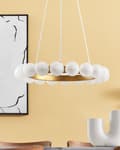 Miniatyrbild 4 av 8: Hängande lampa Guld Metall Järn Hängande Ljus Glasskärm Rund Form Modern Glamour Belysning Vardagsrum Matsal Sovrum