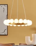 Miniatyrbild 2 av 8: Hängande lampa Guld Metall Järn Hängande Ljus Glasskärm Rund Form Modern Glamour Belysning Vardagsrum Matsal Sovrum