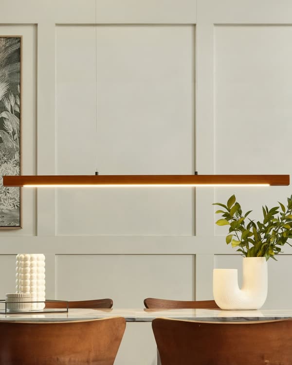 Pendellampa Mörk ek 115 cm Integrerad LED-lampa Hängande Retro Rustik belysning