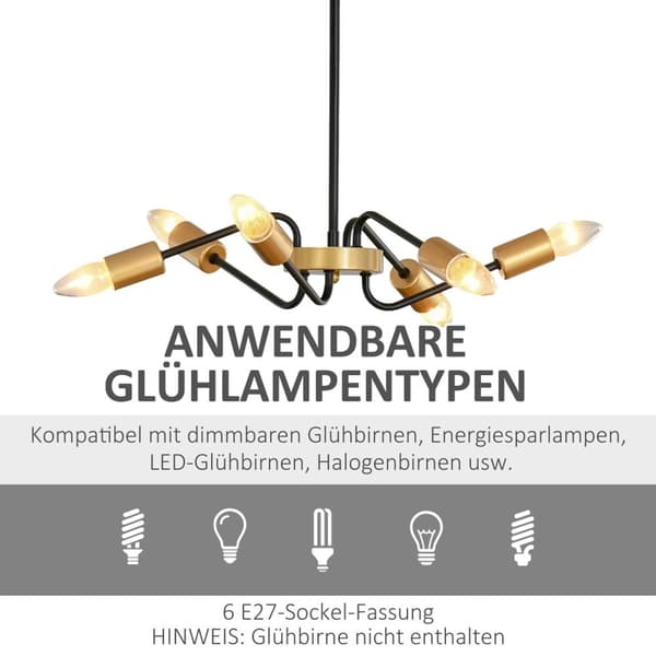 Rootz Lysekrone Hængelampe - Sort, Guld - Metal - cm x cm x 47,24 cm