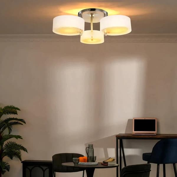 Rootz Taklampa - Taklampa Ljuskrona - 3 Lampor - Design Hänglampa - Akryllampa - Ljus-vit - Ø64xh20cm