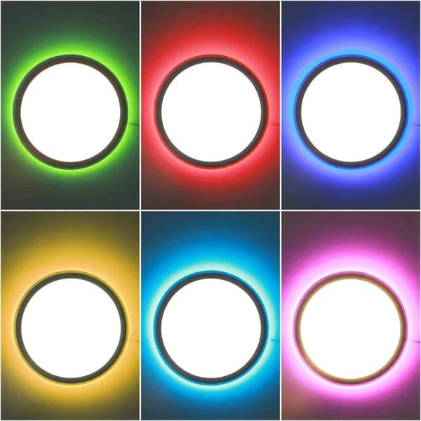Rootz Loftslys - Smart LED - App og stemmestyring - Fjernbetjening - Timer - Mange farver - Ø30 x 3,2 cm