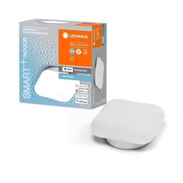 LEDVANCE Smart LED-taklampa, vit, 1200LM, 3000-6500K, 200mm x 200mm, IP44, Orbis Aqua vägglampa med teknologi