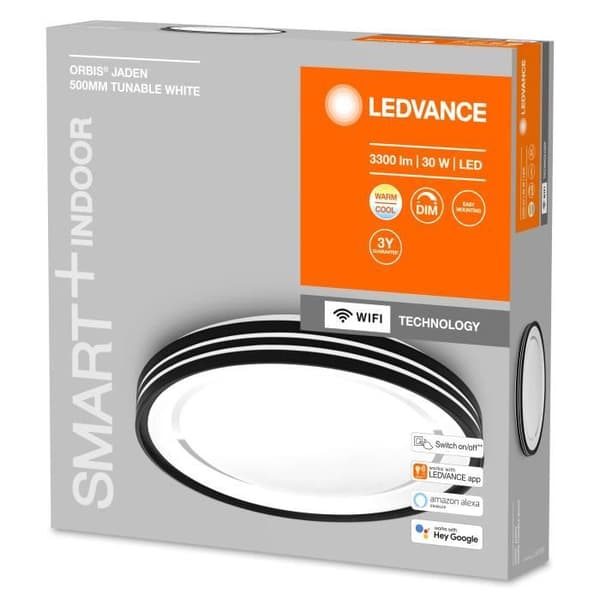 LEDVANCE ORBIS JADEN SMART+ WiFi-armatur Ø 48cm, dimbar LED-taklampa för inomhus, 30W, färgtemperatur