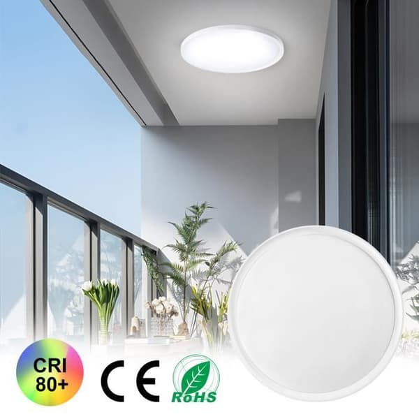 XMTECH 72W Cool White LED Taklampa, Taklampa IP44 6500K Ø45x3,3cm, Lämplig för kontor Vardagsrum Sovrum Kök Korridor