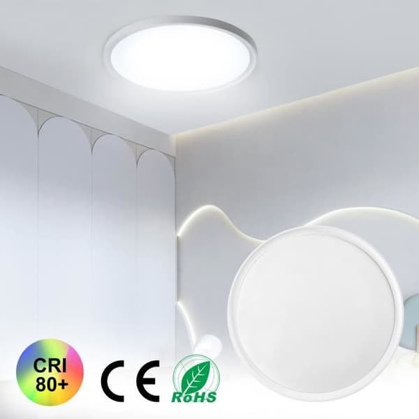 XMTECH 36W Cool White LED Taklampa, Taklampa IP44 6500K Ø28,5x3cm, Lämplig för kontor Vardagsrum Sovrum Kök Korridor