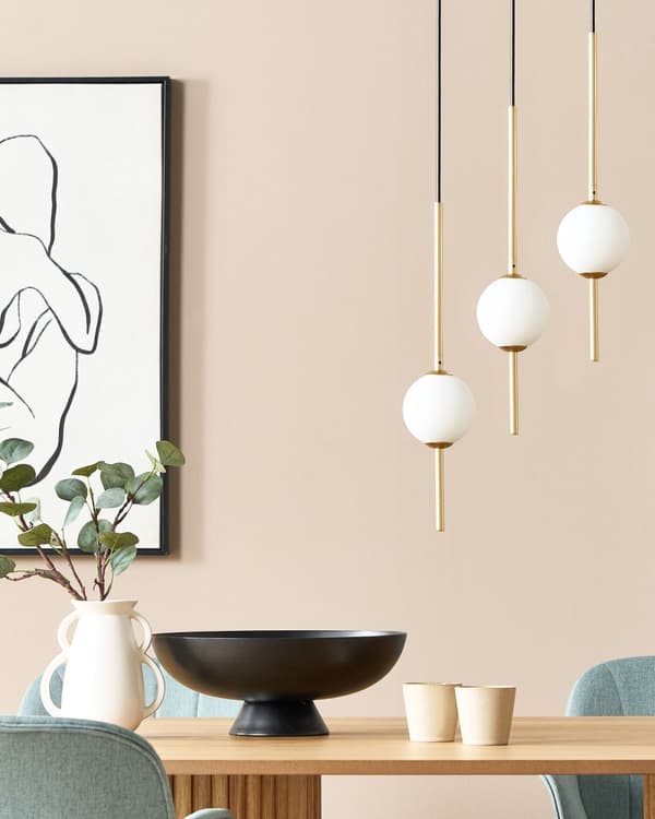 LED-pendellampa med 3 lampor Guld metall Runda glasskärmar