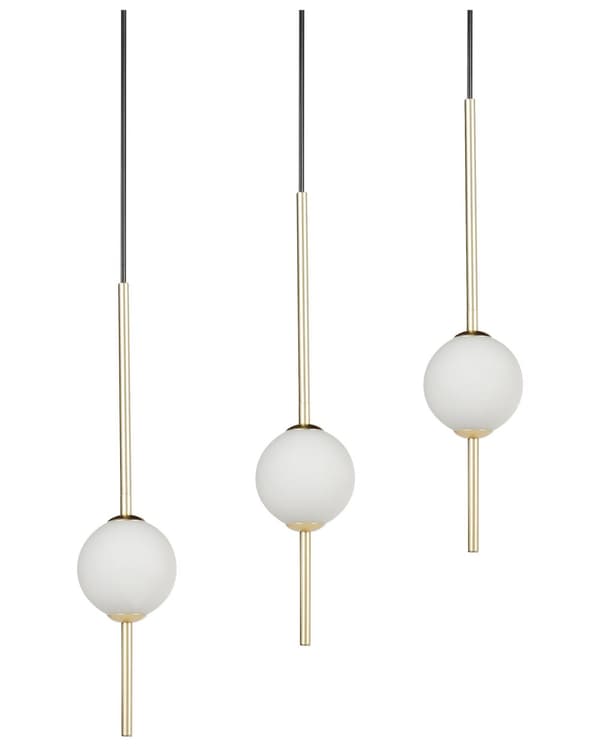LED-pendellampa med 3 lampor Guld metall Runda glasskärmar