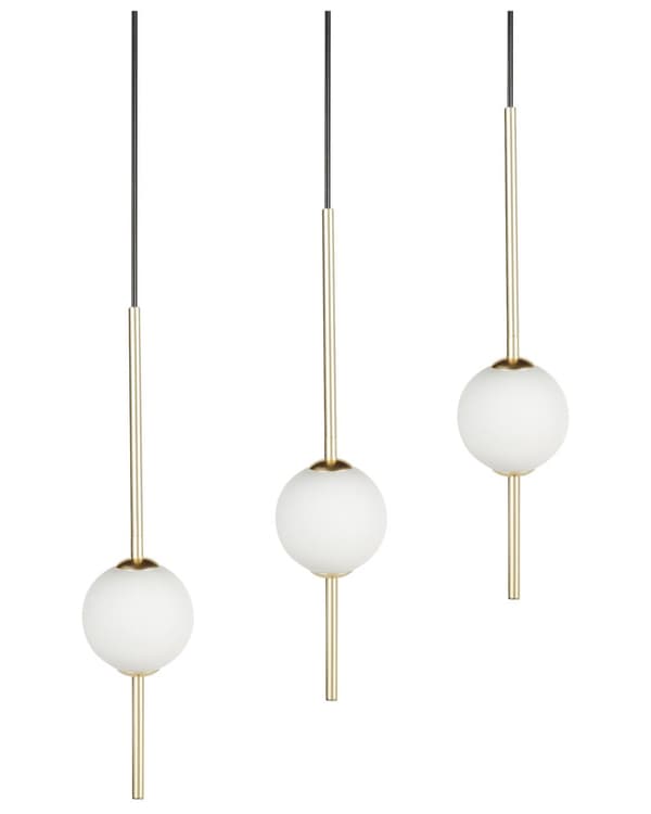 LED-pendellampa med 3 lampor Guld metall Runda glasskärmar