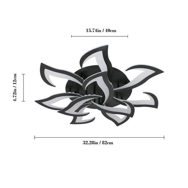 Modern LED-takljus för vardagsrummet Sovrum - Dimbar - 84W svarta akrylkronor - Dia.82 cm