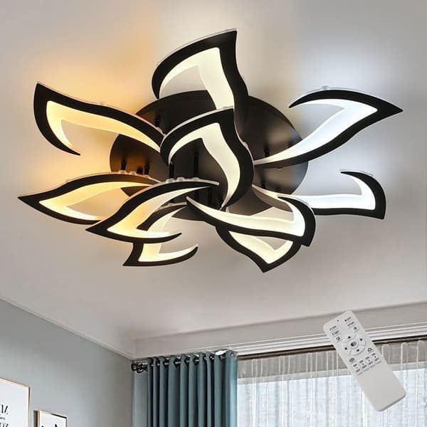 Modern LED-takljus för vardagsrummet Sovrum - Dimbar - 84W svarta akrylkronor - Dia.82 cm