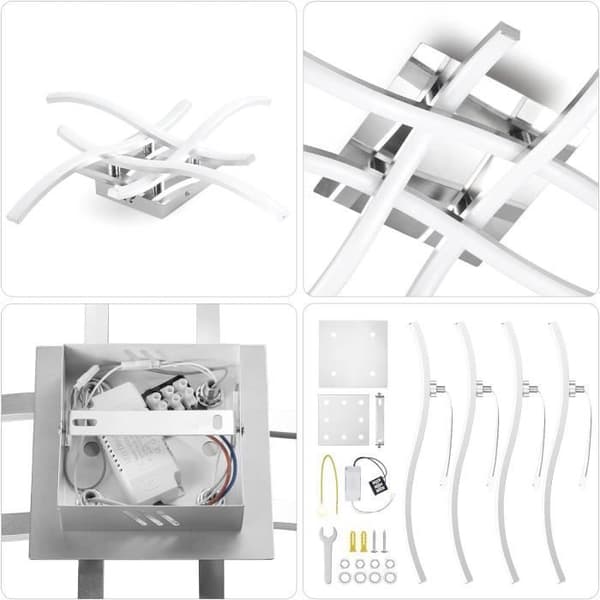 Modern LED-taklampa för vardagsrum, sovrum, kök, 24W 6500K vitt ljus, vit [Energiklass E]