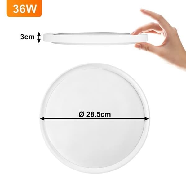 LED taklampa - LZQ - Rund - 36W - Vattentät IP44 - Kallvit