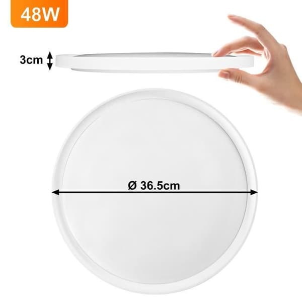 LED taklampa - LZQ - Flat Rund - 48W - Vattentät IP44 - Kallvit