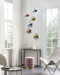 Miniatyrbild 4 av 9: Pendellampa Halvgenomskinlig Mässing Koppar Silver Glasskärmar Järn 6 lampa Modern Design Heminredning Tillbehör Vardagsrum