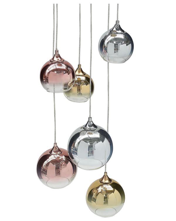 Pendellampa Halvgenomskinlig Mässing Koppar Silver Glasskärmar Järn 6 lampa Modern Design Heminredning Tillbehör Vardagsrum