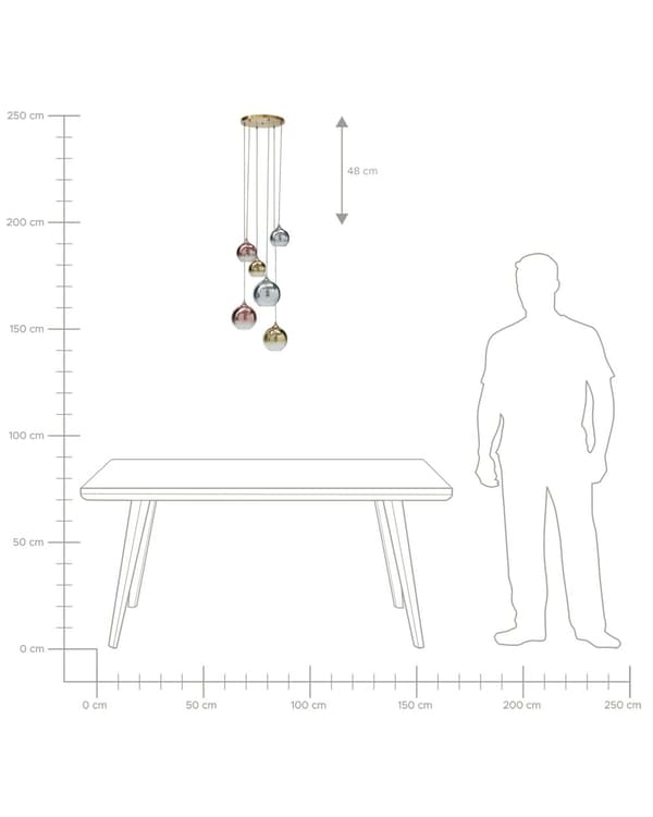 Pendellampa Halvgenomskinlig Mässing Koppar Silver Glasskärmar Järn 6 lampa Modern Design Heminredning Tillbehör Vardagsrum