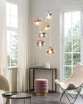 Miniatyrbild 2 av 9: Pendellampa Halvgenomskinlig Mässing Koppar Silver Glasskärmar Järn 6 lampa Modern Design Heminredning Tillbehör Vardagsrum