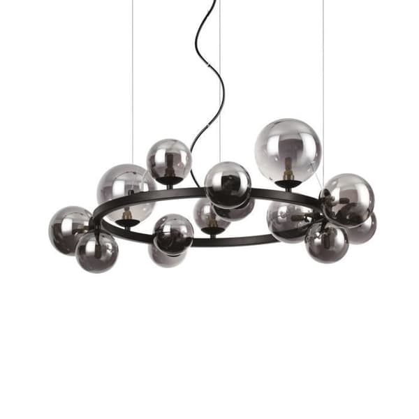 Plafonnier - Ideal Lux - PERLAGE - 14 ljus - Svart - Metall och glas - Modern design
