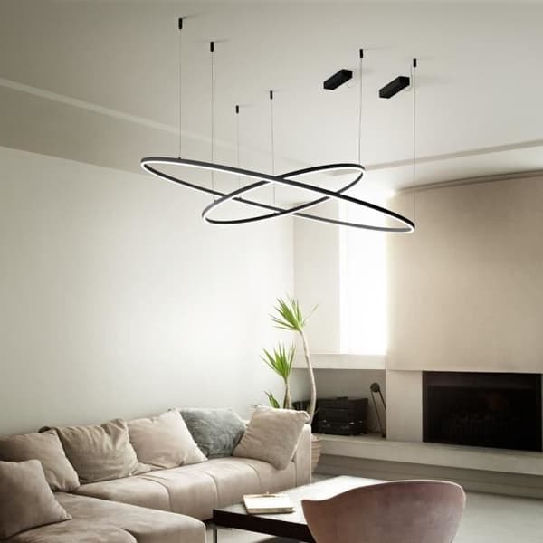 Ideal Lux ORACLE Slim DALI Dimbar Rund 90cm Integrerad LED-taklampa Svart, 3000K