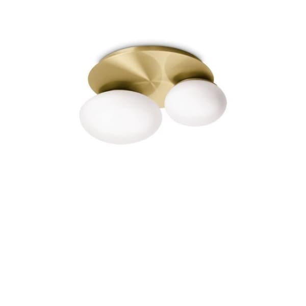 Ideal Lux NINFEA DecoratiGlass rund taklampa med 2 lampor, mässing