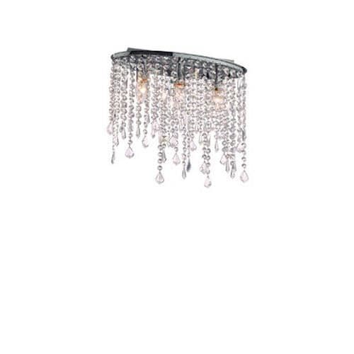 Ideal Lux RAIN PL3, Sovrum, Barnrum, Matsal, Vardagsrum, Krom, IP20, Yta, Rund, Glas, Metall Krom