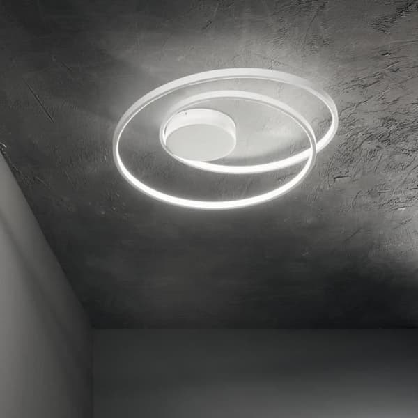Ideal Lux OZ Dimbar virvlande integrerad LED Semi-Flush Mount Light, Vit, 3000K