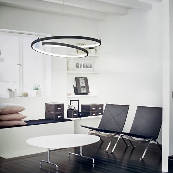 Ideal Lux OZ Dimbar Swirl 60cm Integrerad LED-taklampa Svart, 3000K