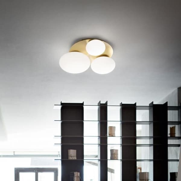 Ideal Lux NINFEA 3-Light Round Ceiling Light DecoratiGlass Mässing