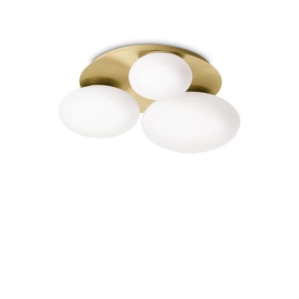 Ideal Lux NINFEA 3-Light Round Ceiling Light DecoratiGlass Mässing
