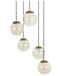 Miniatyrbild 1 av 9: Taklampa Transparent Rökt Glas Skärmar Metall Stål 5 Ljus Guld Modern Design Heminredning Tillbehör Vardagsrum