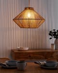 Miniatyrbild 2 av 9: Hängande Lampa Beige Bomull Burskärm Japandi Naturlig Stil Vardagsrum Sovrum Kök