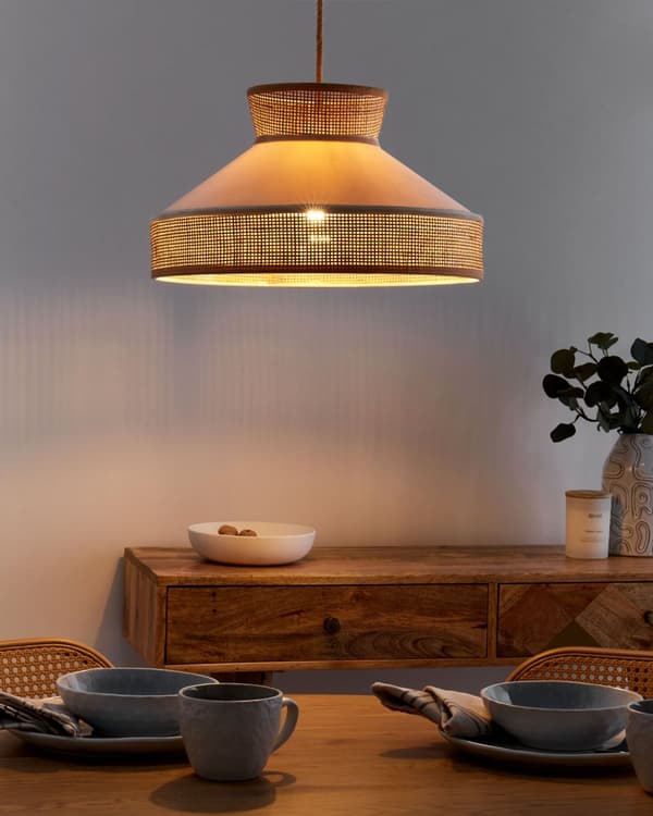 Hänglampa Natur Beige Rotting Sammetskärm Boho Belysning Hängande Modern Belysning Vardagsrum Sovrum