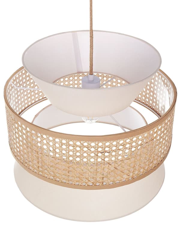 Hänglampa Natur Beige Rotting Polyester Skärm Boho Belysning Hängande Belysning Vardagsrum Sovrum
