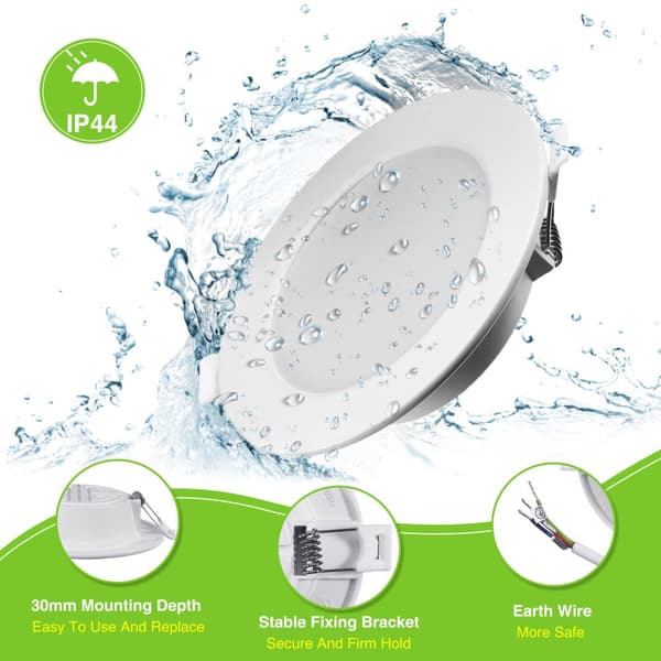 6st AC230V 6W LED infälld taklampa Ultratunna Spotlights Downlights för badrum Vardagsrum Kök