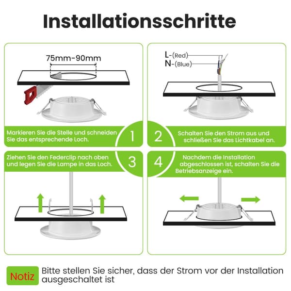 6st AC230V 6W LED infälld taklampa Ultratunna Spotlights Downlights för badrum Vardagsrum Kök