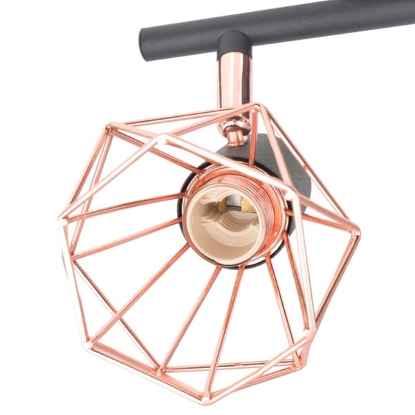 loftslampe med 4 spotlys E14 sort og kobberfarvet