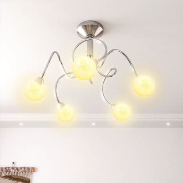 Taklampa med runda lampskärmar för 5 G9 LED-lampor