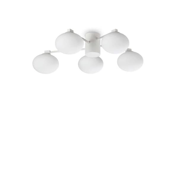Taklampa - IDEAL LUX - HERMES - Globe 5 Lights - 60cm - Vit - Metall