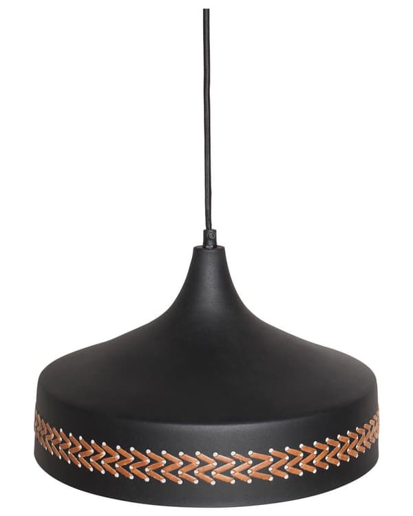 Hängande lampa Svart järn PU läder kupa skärm Modern samtida stil