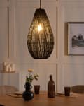 Miniatyrbild 2 av 8: Hängande lampa Svart Bomull Rep Bur Skärm Japandi Naturlig Stil