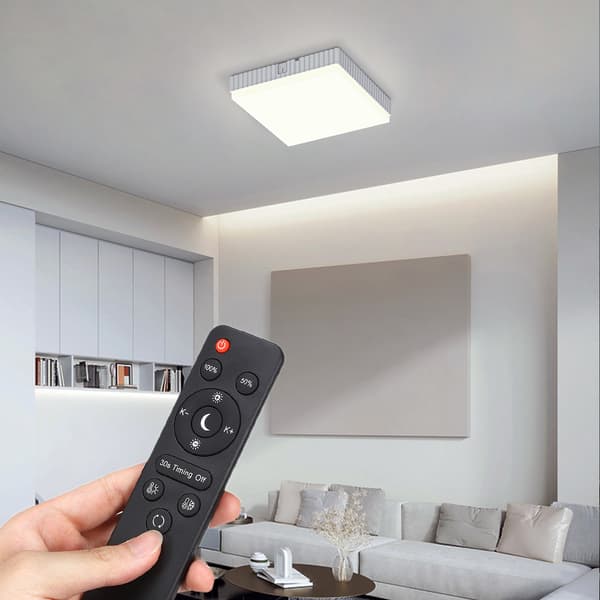 BW-LT40 LED fyrkantig taklampa 24W 2200LM 3 Färgtemperatur Fjärrkontroll Nattljus Minnesfunktion