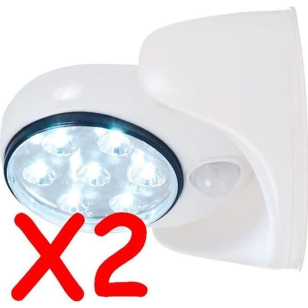 SET MED 2 SPOT LAMPA RÖRELSESDETEKTOR 7 LED EXTERIÖR INTERIÖR