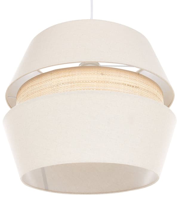 Hänglampa Beige Linne Tyg Raffia 122 cm Belysning Hängande Ljus Modern Boho Design